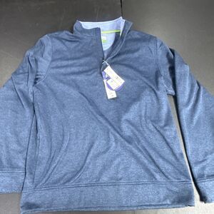 NWT Tailorbyrd Luxe Performance 1/4 Zip Pullover Indigo Blue Wicking Men's M
